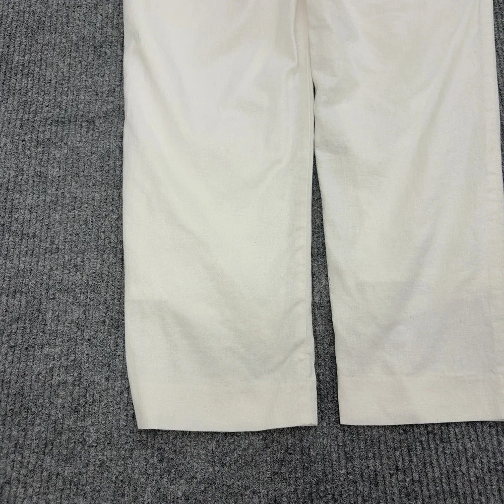 Banana Republic Avery Pants Women 14 White Linen Cotton Blend Trousers Casual
